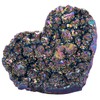 KYEYGWO Heart Titanium Coated Crystal Raw Piece Druze, Natural Cluster