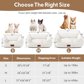 Zerbuger Rectangle Dog Bed for Large Medium Pets Indoor Outdoor with Removable Mat,Machine Washable Sleeping Sofa Non-Slip Bottom Soft Puppy Bed Durable Orthopedic Calming Pet Cuddler(Medium, Cream)