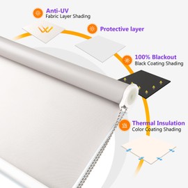 100% Blackout Roller Shades, Blinds for Windows with Thermal Insulated & UV Protection Waterproof Fabric,Window Blinds for Home Office Bedroom, Easy Installed (White-20 W x 72)