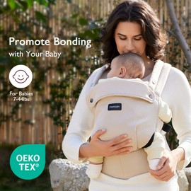 Momcozy Baby Carrier - Ergonomic, Cozy and Lightweight Carrier for 7-44lbs, Effortless to Put On, Ideal for Hands-Free Parenting, Enhanced Lumbar Support, Purehug for Infant to Toddler, Khaki