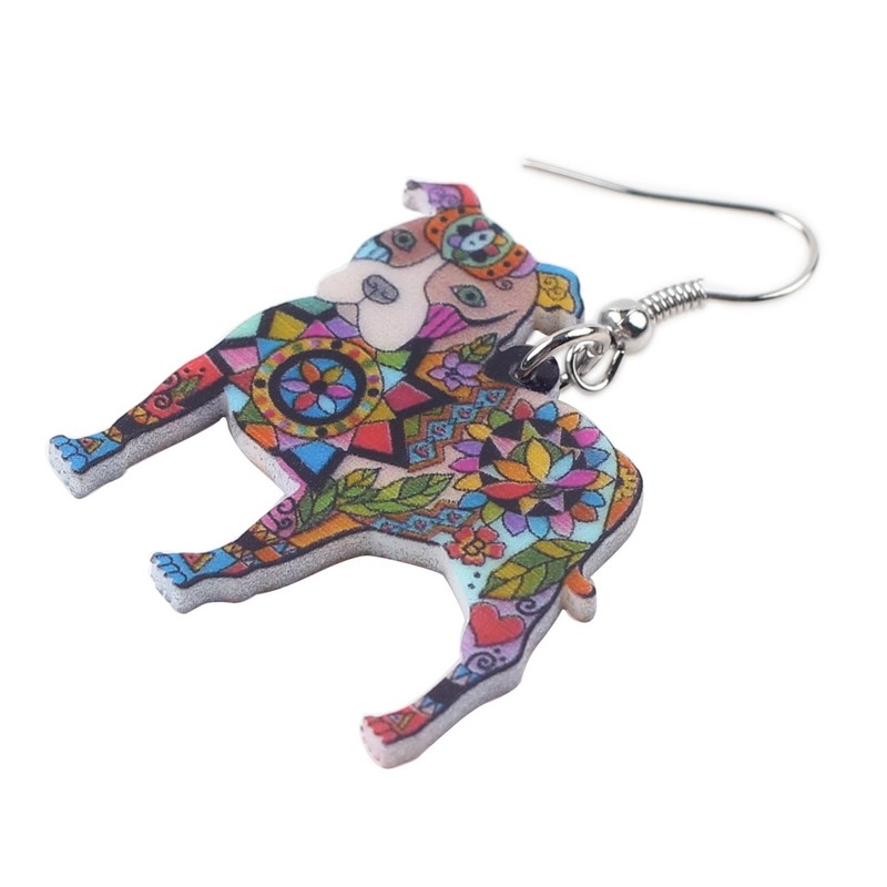DUOWEI Acrylic Pitbull Dog Earrings Pets Dangle Pet Jewelry for