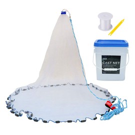 Goture American Saltwater Fishing Cast Net for Bait Trap Fish 4ft/6ft/8ft/10ft/12ft Radius, 3/8inch Mesh Size