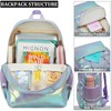 JIANYA Backpack for Girls Iridescent School Backpack Set