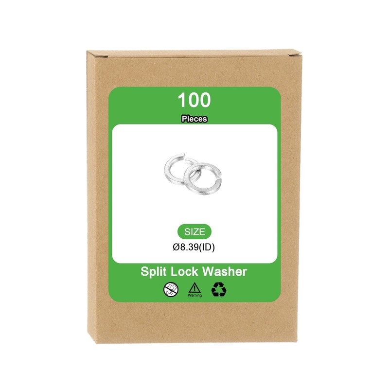 sourcing map M8 Split Lock Washer, 100Pcs 304 Stainless Steel