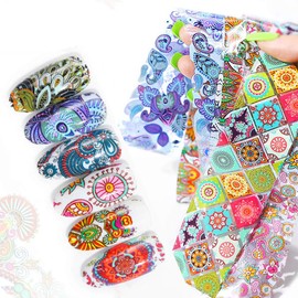 Minejin Nail Art Starry Sky Stickers Tips 3D DIY Flower Design Transfer Foil Decals Decoration 10 Sheet