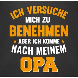 Shirtracer - Baby Bodysuit Long Sleeve Girl Boy - Sayings - Ich versuche mich zu benehmen aber ich komme nach meinem Opa Orange, 2 Black