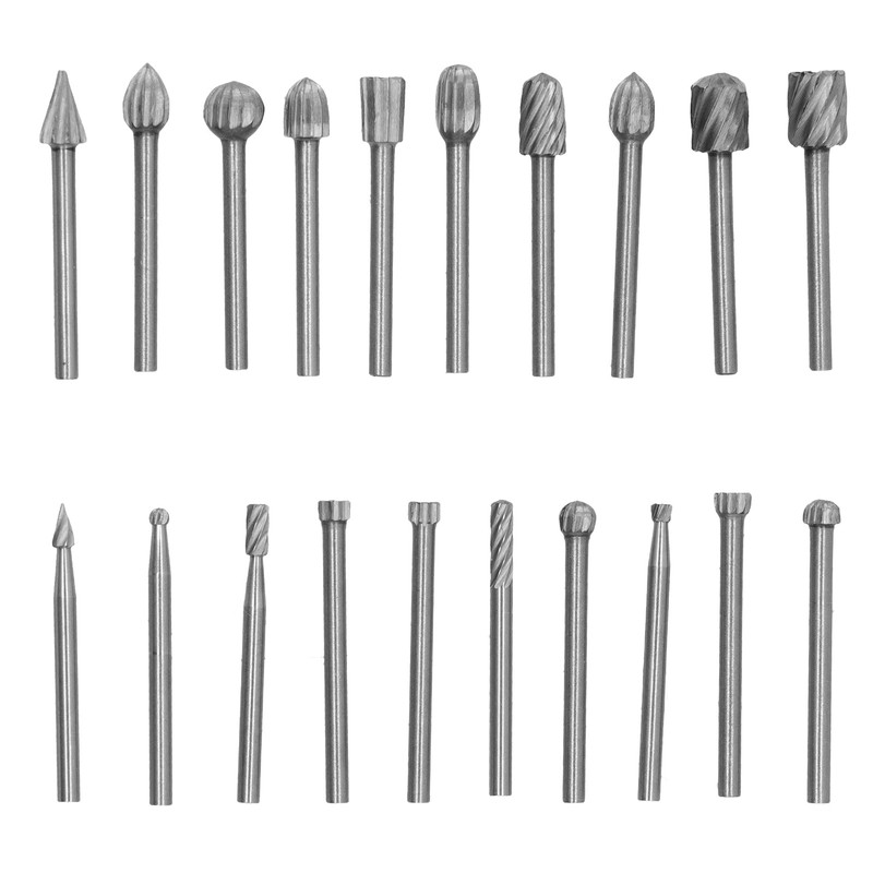 20Pcs High Speed Steel Rotary File DIY Grinding Head Set