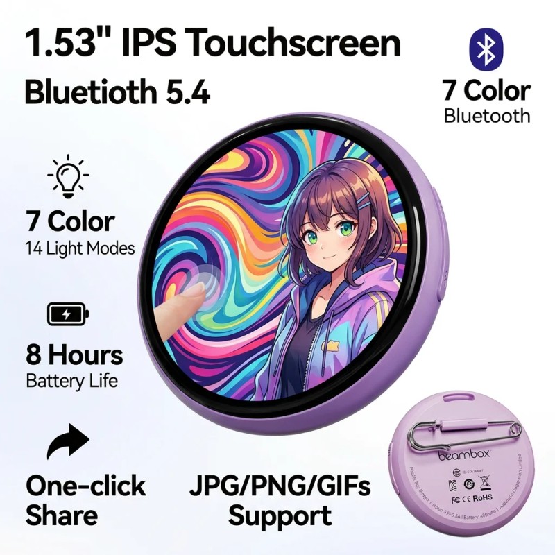 Beambox New Multifunctional AI for Electronic Badge with IPS Display