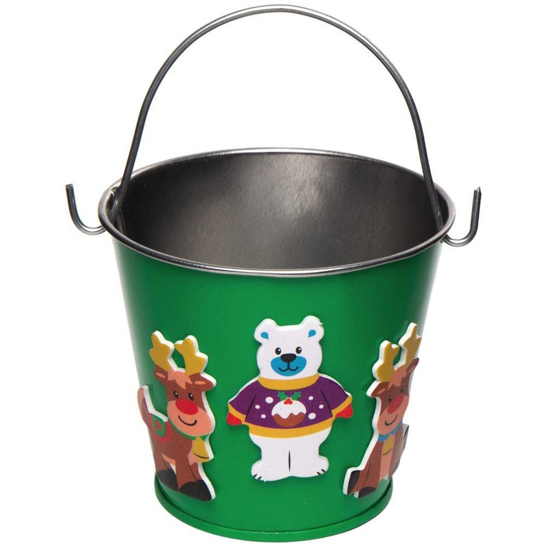 Baker Ross AX302 Mini Christmas Tin Bucket - Pack of