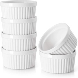 DOWAN Ramekins 4 oz Oven Safe for Creme Brulee Souffle, Porcelain Custard Cup...