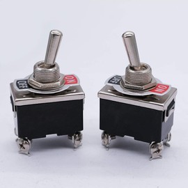 mxuteuk 3pcs Heavy Duty Rocker Toggle Switch 15A 250V DPST ON/OFF 4 Terminal 2 Position + 5pcs Metal Knob Cover Cap Waterproof,Ten-1221-5mz-B201