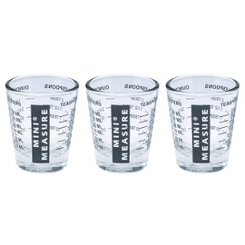 Kolder Mini Measure Heavy Glass, 20-Incremental Measurements Multi-Purpose Liquid and Dry Measuring Shot Glass, Black, Set of 3
