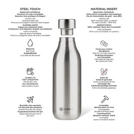 LES ARTISTES Paris A-2373 Bottle'Up 2.0 Thermos Flask, 500 ml, BPA-Free, Reusable, Keeps Warm for 12 Hours and Cold 24 Hours, Lightweight, Stainless Steel, Pearl Design