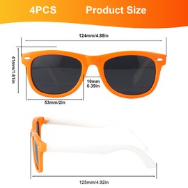 KINBOM 4 Pairs Colored Frame Sunglasses, Stylish Kids Polarized Sunglasses with Grey Lenses Elastic Rubber Sunglasses for Toddlers Kids Party Outdoor Activities