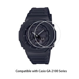 Zshion Casio G-shock GA-2100 Glass Film, Tempered Glass, LCD Protective Film, High Transparency, Bubble Free, Anti-Fingerprint, 9H Hardness (Transparent), 2 Pack
