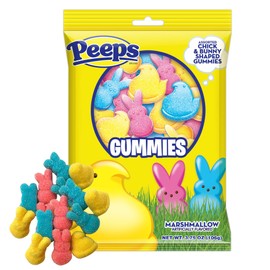 Peeps Lollipop Rings and Gummies, Multicolored Chick and Bunny Shaped Candy, Individually Wrapped Pieces (Pack of 3)