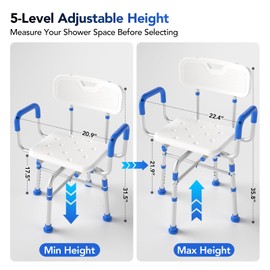 Ruiers 360° Swivel Shower Chair with Arms and Back
