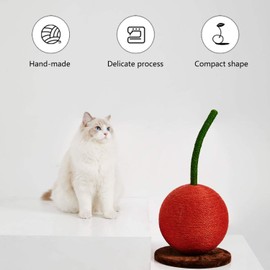 VETRESKA Cherry Cat Scratching Post, 22.64" Tall Cat Scratcher with Sisal Rope Ball, Vertical Cat Scratch Post Claw Scratchers for Indoor Cats, Kitten Supplies