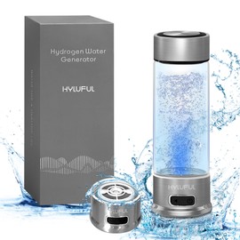HYLUFUL Hydrogen Water Bottle Generator, 1500PPB Hydrogen Water Generator with SPE PEM Technology Rechargeable Portable Hydrogen Water Ionizer Machine for Home, Office(420ml)