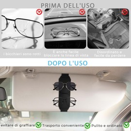 Glasses Holder for Car Sun Visor, Magnetic Leather Glasses Holder Clip, Double Layer Car Visor Glasses Holder, Car Accessories for Men and Women Interior, Glasses Holder (Double Black)
