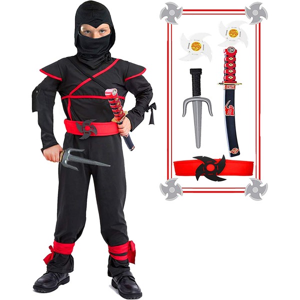 Kids Ninja Costume Halloween Costumes for Boys Ninja Toys with Ninja Foam Accessories Boys Dress up Best Gifts