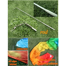 Winged Sirenny 250 cm (98") Silk Ribbon Dancer Wand Streamer with Rods, Church Liturgical Praise Worship Adoration Dance Banner (Grace)