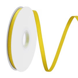 Lrybbon Double Face Yellow Grosgrain Ribbon for Gift Wrapping 1/4 inch×50 Yards Ribbon Ideal for Sewing Hair Bow Flower Bouquet Crafts Weddings Floral Arrangements