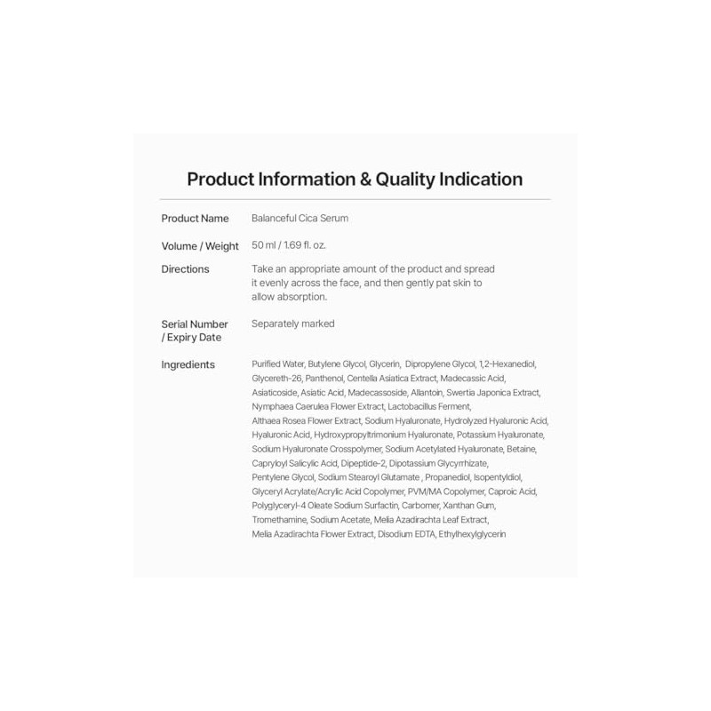 Suero balanceful cica 50 ml Torriden