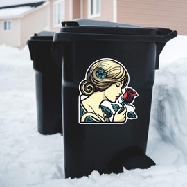 Extra Large 460mm 'Girl with Red Rose' Permanent Sticker Decal for Cars/Windows/Bins/Walls (DW00128083)