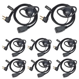 HYSHIKRA Earpiece Compatible with Motorola DP1400 CP040 GP300 GP88 Walkie Talkie Radio G Shape Earpiece with Microphone and PTT for Safety Bodyguard (D Shape, 8 Pack)