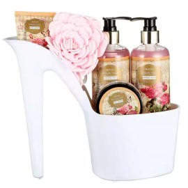 Draizee Rose Scented Bath Essentials Women's Heel Shoe Home Spa Gift Basket