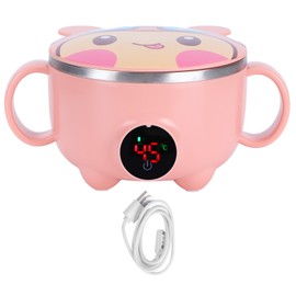 Baby Bowl Intelligent Heating Bowl USB Charging Heat Preservation for Children KidsPink