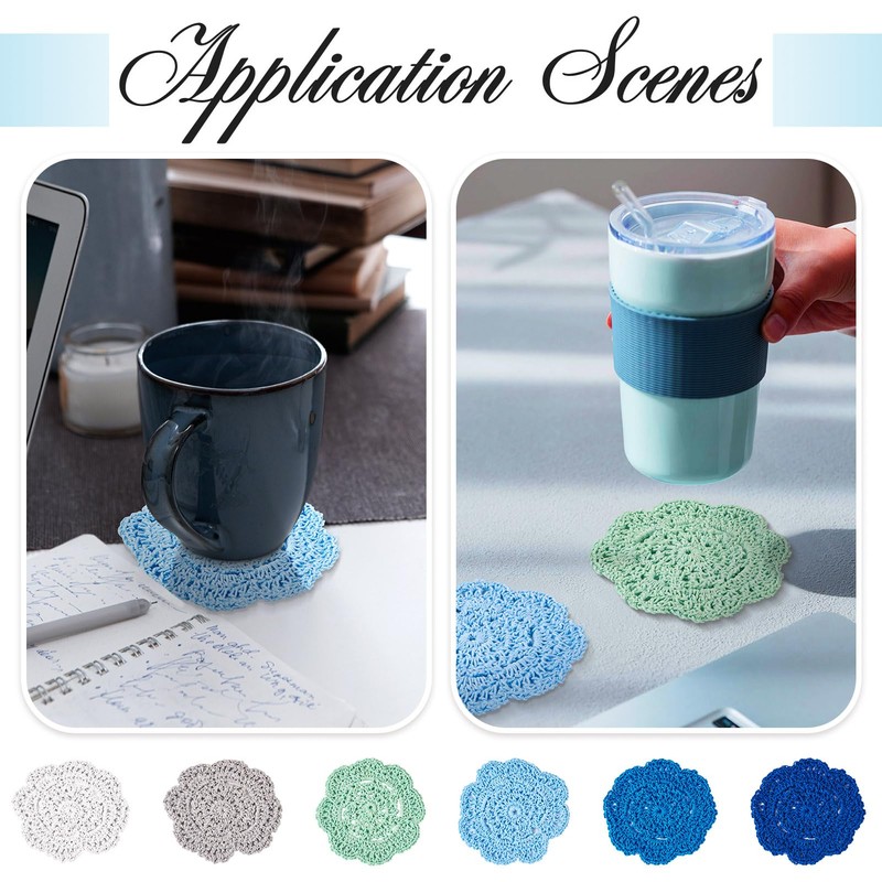 Handship 4 Inch Winter Crochet Lace Coasters Set of 12,
