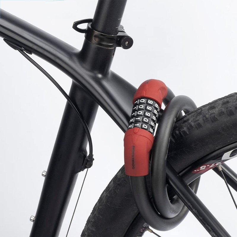 ROCKBROS Bicycle Lock, Bicycle Key, 5-Digit Dial Type, Wire Lock,