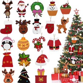 20PCS Christmas Tree Hanging Ornament, Decor for Christmas Tree, Wood Hanging Decorations Gnome Santa Claus, Snowman, Mini Christmas Ornaments for Mini Tree Decorations, Christmas Angel Ornaments