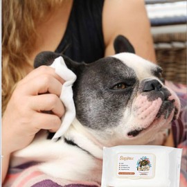 Suplox Pet Cleaning Wipes for Dogs & Cats, Soft, no Fragrance, 80 Count