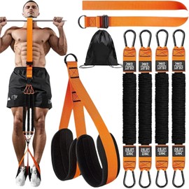 Banda de Dominadas con Asistencia Ajustable,Set de Bandas de Resistencia para Pull Ups, Incluye Reposapiés/Rodillas de Tela, Máquina para Dominadas en Casa y Gimnasio