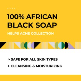 AKWAABA 4 Pack - African Black Soap Bars (Tea Tree, Lavender, Fragrance-free, Peppermint) Acne Collection - 100% African Black Soap Cleansing & Moisturizing 16oz (Pack of 4)