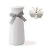 Pudding Cabin 9" H Elegant White Vase Bowknot Design Decorative