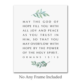 May The God Of Hope Fill You, Bible Verse Print, Romans 15 13, Christian Gift, Modern Scripture Wall Art, Home Decor, Bible Verse Wall Decor, 8x10 inch No Frame