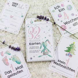 Milestone Cards Baby 32-Piece Set for Girls Moments and Milestones for the 1st Year as a Gift for Birth or Pregnancy Milestone Cards Skorpion 99sk4810