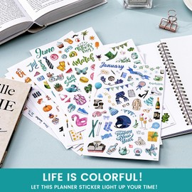 Planner Stickers - Calendar Stickers for Celebration and Decoration, 12 Monthly Festival Theme Sticker for Adults Planner, for Festival Events, Daily Tasks(14 Sheets, 1500+ Sticker Per Pack)