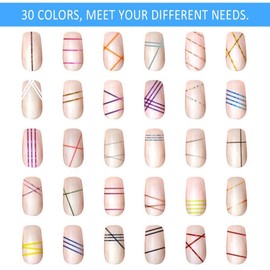 60 PCS Colours Striping Tape Line, Nail Art Stripes Nail Line Stickers Nail Strips Tape Decoration DIY Nail Tips, 30 Colors