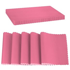 Mantel individual de papel desechable, color rosa brillante con bordes festoneados, mantel individual de papel duradero para decoración de suministros de boda, fiesta, 9.75 x 14