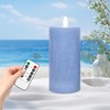 PETRISTRIKE Seaglass Battery Flameless LED Candle, Silver Blue Flickering Pillar