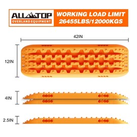 ALL-TOP Recovery Traction Boards, 2PCS & Mounting Kit, Reinforced Off Road Bendable Tire Friction Tracks (3rd Gen,Orange)