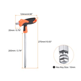 QUARKZMAN Allen Key with Handle 10 mm Metric S2 Steel T-Allen Key Repair Tool for Bicycle Automotive and Household Maintenance
