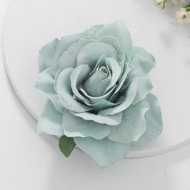 Mecool 3.94" Rose Hair Clips for Weddings Corsage Hair Pins for Women | Flower Girl Hair Accessories for Women | Flower Hair Clips - Light Blue