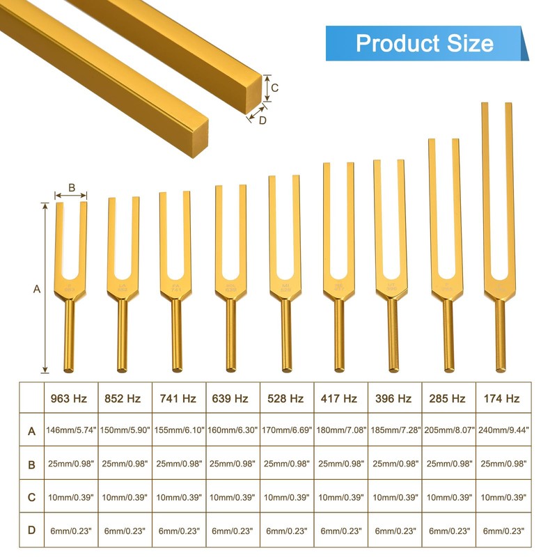 sourcing map Tuning Fork Set 9 Pcs Tuning Forks Aluminium