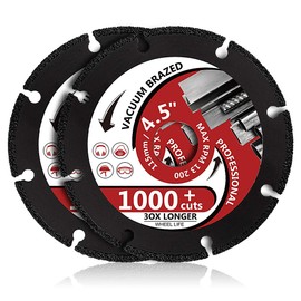 YIJING 2Pcs 4.5" Diamond Metal Cutting Disc, 7/8"-5/8" Arbor, 1,000+ Cuts, Black, 115mm, 13200 RPM Max, Industry Diamond, Compatible with Metal, Stainless Steel, Steel